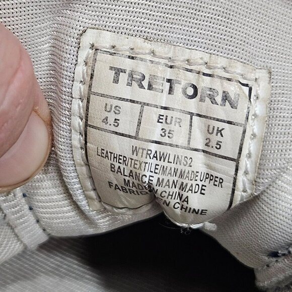 Tretorn Rawlins‎ 2 Retro Sneakers US 4.5 Leather Textile Blue Orange Suede Trim - Picture 4 of 12